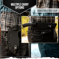 The Tracker D2 Steel Bushcraft Survival Knife Gift Set (Black and Gray)