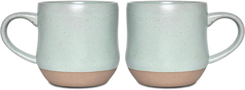 Bosmarlin Large Stoneware Speckled Coffee Mugs Set of 2, Big Tea Cup, 17 Oz, Dishwasher and Microwave Safe