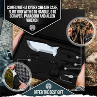 The Tracker D2 Steel Bushcraft Survival Knife Gift Set (Black and Orange)