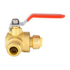 1/2" Push Fit 3 Way Ball Valve, Red Lever (Lead Free)