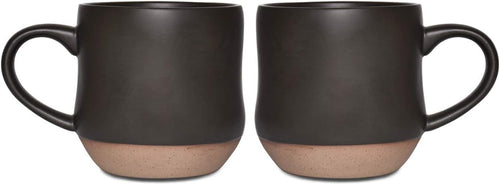 Bosmarlin Large Stoneware Speckled Coffee Mugs Set of 2, Big Tea Cup, 17 Oz, Dishwasher and Microwave Safe