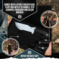 The Tracker D2 Steel Bushcraft Survival Knife Gift Set (Black and Gray)
