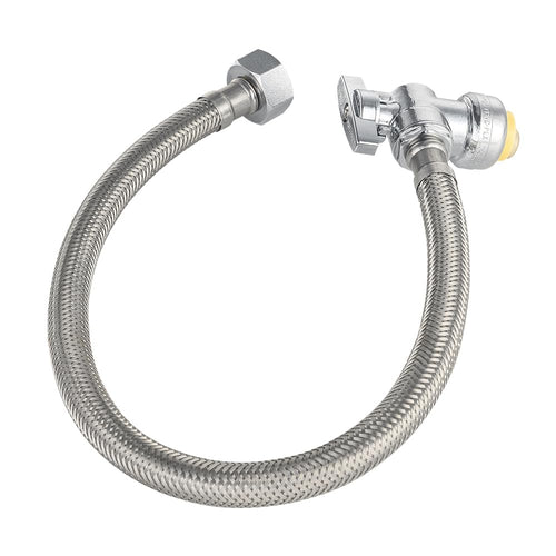 18" 1/2" Push x 1/2" FIP Faucet Hose Connector,1/4-Turn, Angle