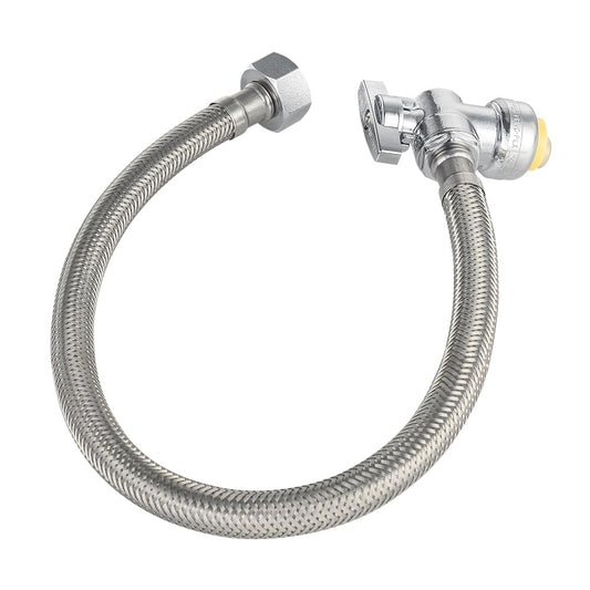 18" 1/2" Push x 1/2" FIP Faucet Hose Connector,1/4-Turn, Angle