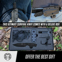 The Baby Silverback Survival Knife Giftset for Outdoors (Black Blade + Grey Liner)
