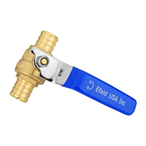 10 Pcs 1" PEX Crimp Ball Valve, Blue (Lead Free)
