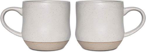 Bosmarlin Large Stoneware Speckled Coffee Mugs Set of 2, Big Ceramic Tea Cup, 17 Oz, Dishwasher and Microwave Safe (White, 2)