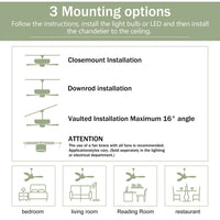 52" Ceiling Fan with Light Modern Design Remote and 6 Speed Options