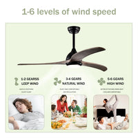 52" Ceiling Fan with Light Modern Design Remote and 6 Speed Options