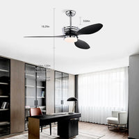 52" Modern Ceiling Fan with Light, 3 ABS Blades, DC Remote Control