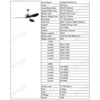 52" Modern Ceiling Fan with Light, 3 ABS Blades, DC Remote Control