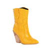 Cowgirl Chic High Heel Ankle Boots - Trendy Denim and Leather Boots for Women