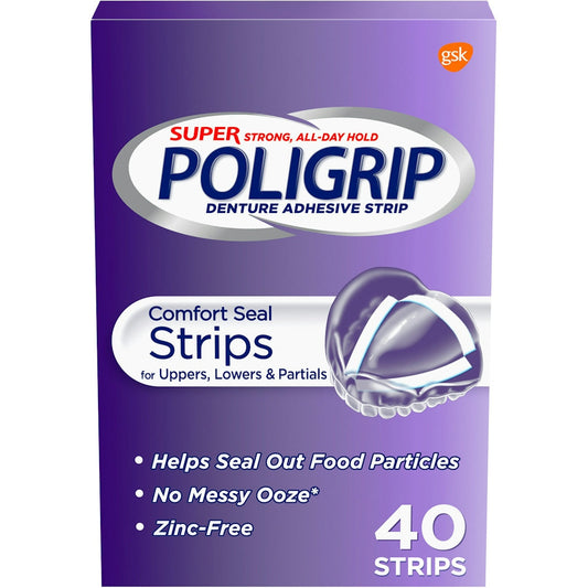 Super Poligrip® Denture Adhesive Comfort Seal Strip, 40-Pack