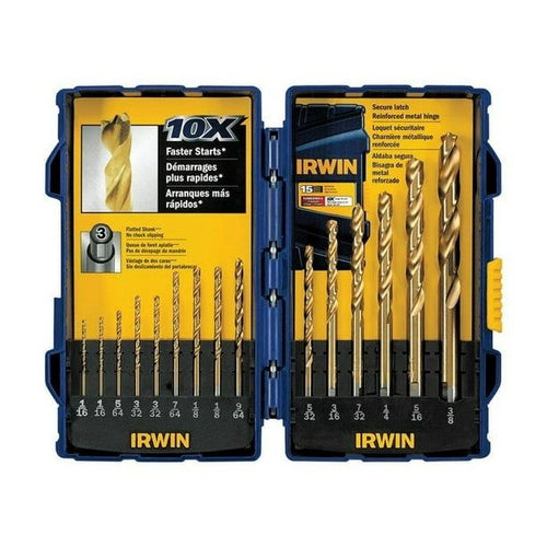 Irwin Multi Size in. Dia. x Multiple L High Speed Steel Drill Bit Set Straight Shank 15 pc. EasyOptionXY LLC