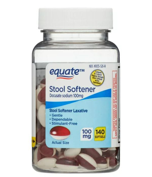 Equate Stool Softener Laxative Softgels for Constipation, 100 mg, 140 Count EasyOptionXY LLC