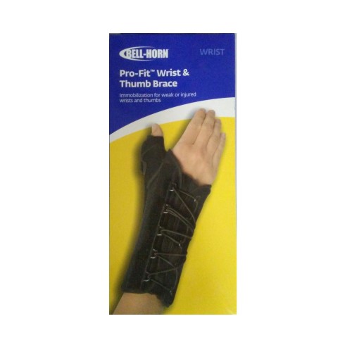 Bell-Horn Pro-Fit Universal Wrist & Thumb Brace Adjustable Single-Pull Immobilizer Splint (Left Hand)