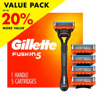 Gillette Fusion5 Men's Razor Value Pack, 1 Handle & 5 Razor Blade Refills, Black EasyOptionXY LLC