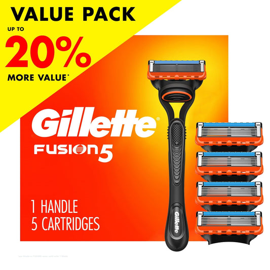 Gillette Fusion5 Men's Razor Value Pack, 1 Handle & 5 Razor Blade Refills, Black EasyOptionXY LLC