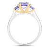 Two Tone Plated 1.07 Carat Genuine Tanzanite .925 Sterling Silver Ring