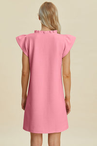 Double Take Full Size Ruffled V-Neck Cap Sleeve Dress – Ruffled V-Neck Dress, Cap Sleeve Dress, Elegant Ruffled Dress, Flattering V-Neck Dress, Stylish Full-Size Dress, Comfortable Ruffle Dress, Chic Cap Sleeve Dress