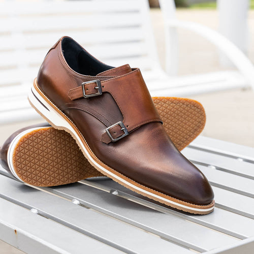 55-103-BRN LEGERRA Hand Burnished Italian Calfskin Monkstrap, Brown