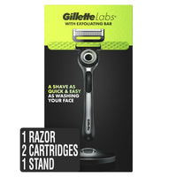 Gillette Labs Exfoliating Bar Men's Razor - 1 Handle, 2 Blade Refills, Premium Magnetic Stand, Gray EasyOptionXY LLC