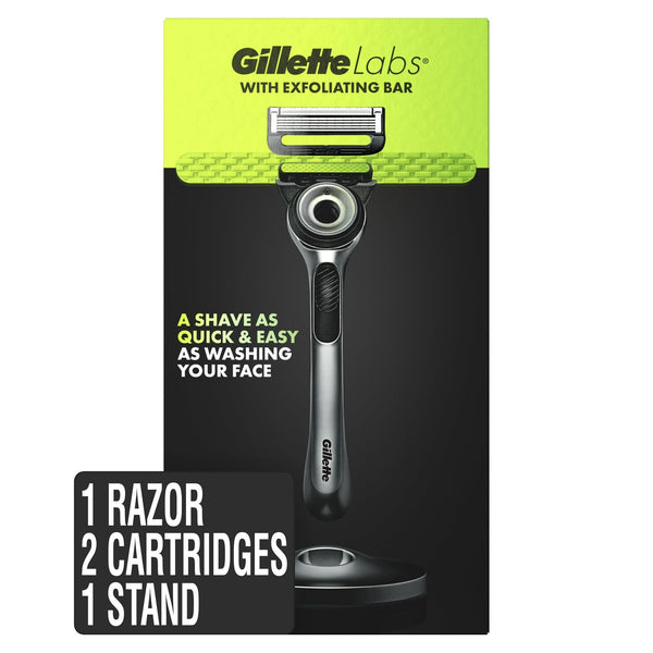 Gillette Labs Exfoliating Bar Men's Razor - 1 Handle, 2 Blade Refills, Premium Magnetic Stand, Gray EasyOptionXY LLC