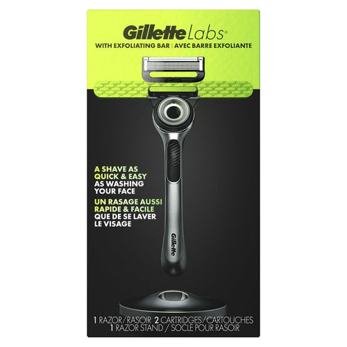 Gillette Labs Exfoliating Bar Men's Razor - 1 Handle, 2 Blade Refills, Premium Magnetic Stand, Gray EasyOptionXY LLC