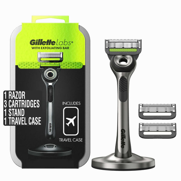 Gillette Labs with Exfoliating Bar Men's Razor - 1 Handle, 3 Blade Refills and Travel Case EasyOptionXY LLC
