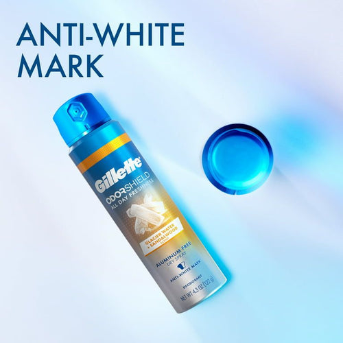 Gillette Aluminum Free Men's Deodorant Odor Shield Spray Glacier Water + Sandalwood, 4.3oz EasyOptionXY LLC