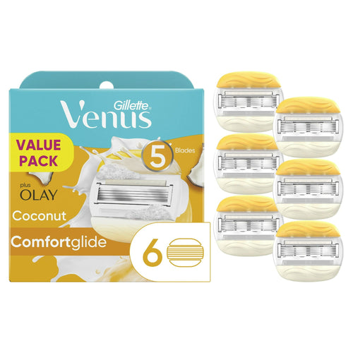 Gillette Venus Comfort Glide Olay Coconut Razor Blades Refill, 6 Ct, Female EasyOptionXY LLC