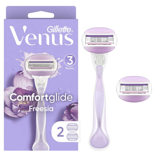 Gillette Venus ComfortGlide Freesia Women's Razor Handle + 2 Blade Refills, Purple EasyOptionXY LLC