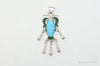 Vintage Taxco Mexican Carved Turquoise Sterling Silver Necklace Pendant