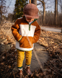 Tan Camel Sherpa - Plush Warm lined Pullover Sweatshirt