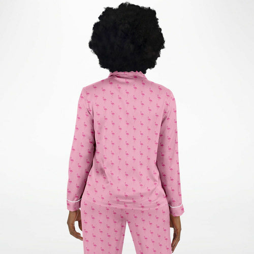 Simple Pink Flamingo Satin Pajamas