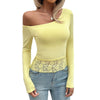 Lace Embrace One Shoulder Top - Sexy Lace Detail Fashion Top for Women