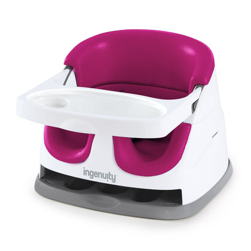 Ingenuity Baby Base 2-in-1 Booster Feeding High Chair and Floor Seat with Self-Storing Tray, Pink Flambe EasyOptionXY LLC