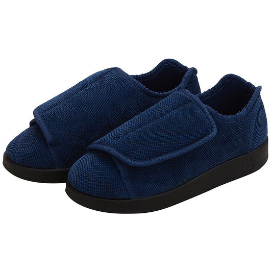 Silvert's Women's Extra Wide Easy Closure Slippers, Navy