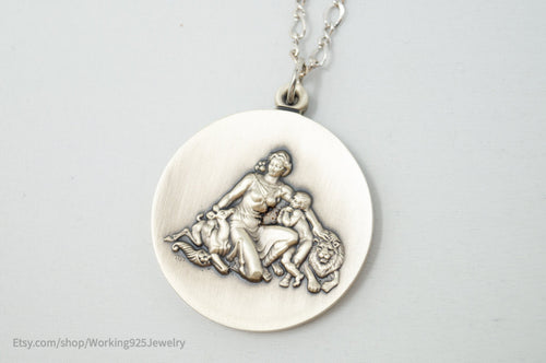Vtg The Wittnauer Mint Mother O Mine Rudyard Kipling Sterling Silver Necklace
