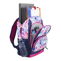 Eastsport Unisex Triple Pocket Backpack, Blue Pink Floral EasyOptionXY LLC