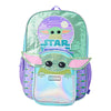 Star Wars Mandalorian Baby Yoda Girls 17" Laptop Backpack 2-Piece Set with Lunch Tote Bag, Purple Green EasyOptionXY LLC
