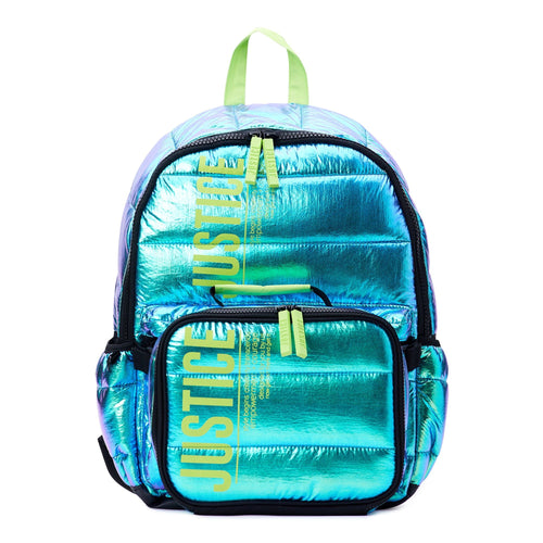 Justice Girls 17" Laptop Backpack 3-Piece Backpack Set with Lunch Tote and Pouch Quilted Green EasyOptionXY LLC