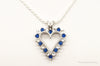Blue & White Cubic Zirconia Heart Sterling Silver Necklace