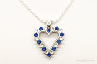 Blue & White Cubic Zirconia Heart Sterling Silver Necklace