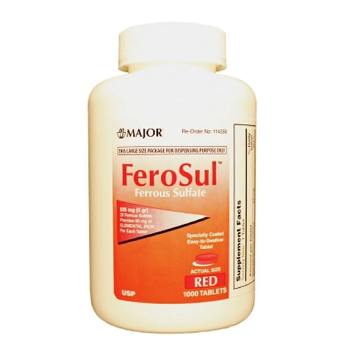 Major FeroSul Ferrous Sulfate 325 Mg - 1000 Red Tablets