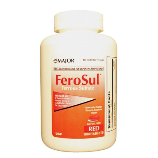 Major FeroSul Ferrous Sulfate 325 Mg - 1000 Red Tablets
