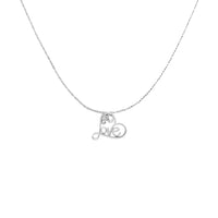 .925 Sterling Silver 1/6 Cttw Round Brilliant-Cut Diamond Accented Open Heart with Love 18" Pendant Necklace (H-I Color, I1-I2 Clarity)