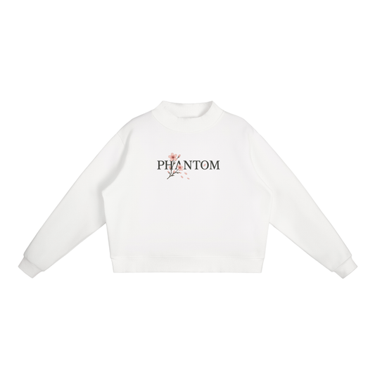 Cherry Blossom Mock-Neck Crew Sweatshirt