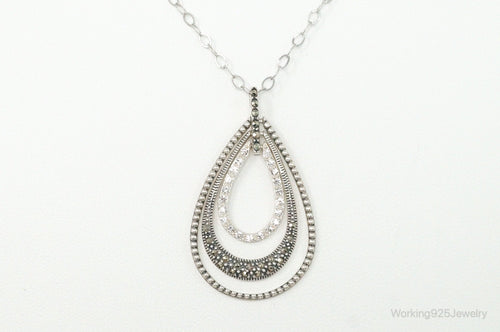 Designer Judith Jack Cubic Zirconia Marcasite Sterling Silver Necklace