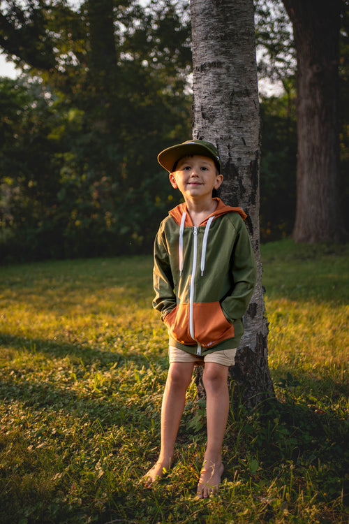 Kids Bamboo Hooded Zip Jacket - Soft Lightweight Hoodie for Children
